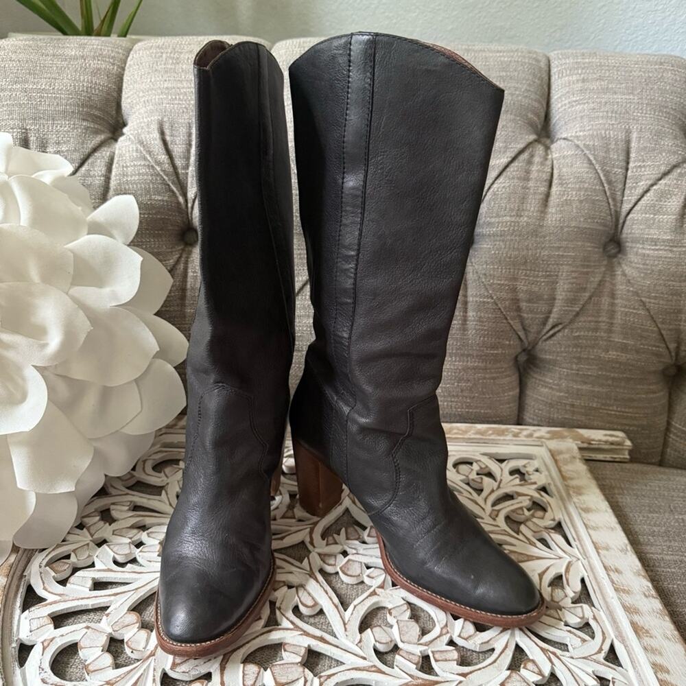 Kors Michael Kors Black Leather Boots Heels Women’s 9.5